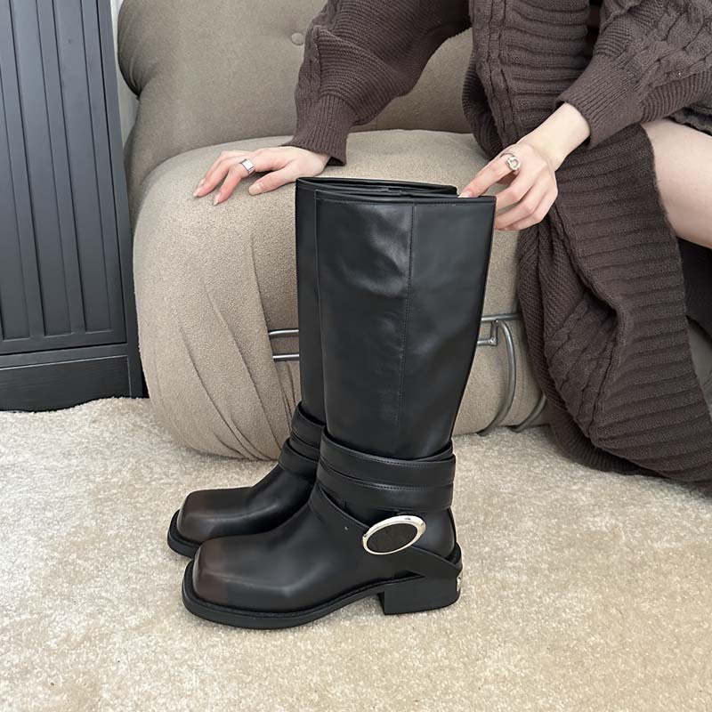 Giày Bốt Cao Bồi Mũi Vuông Đế Dày Buộc Dây Kiểu Cao Bồi Phương Tây Thời Trang 2023 Cho Nữ