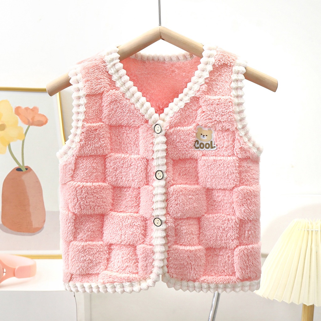 Áo Khoác Lông Cừu Không Tay Cổ Chữ v Thời Trang Thu Đông Cho Bé 73-120cm