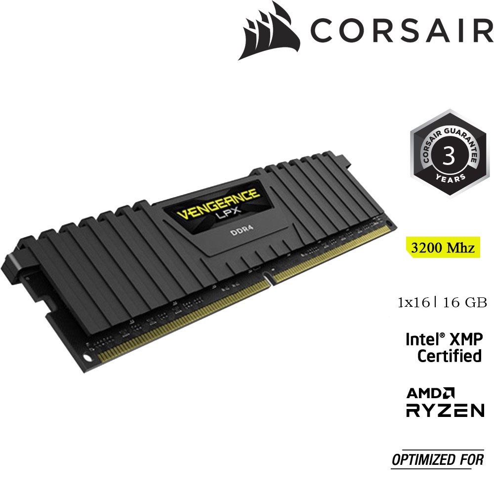 Bộ nhớ RAM PC CORSAIR VENGEANCE LPX 16GB DDR4 1x16G 3200MHz - Bảo hành 36 Tháng