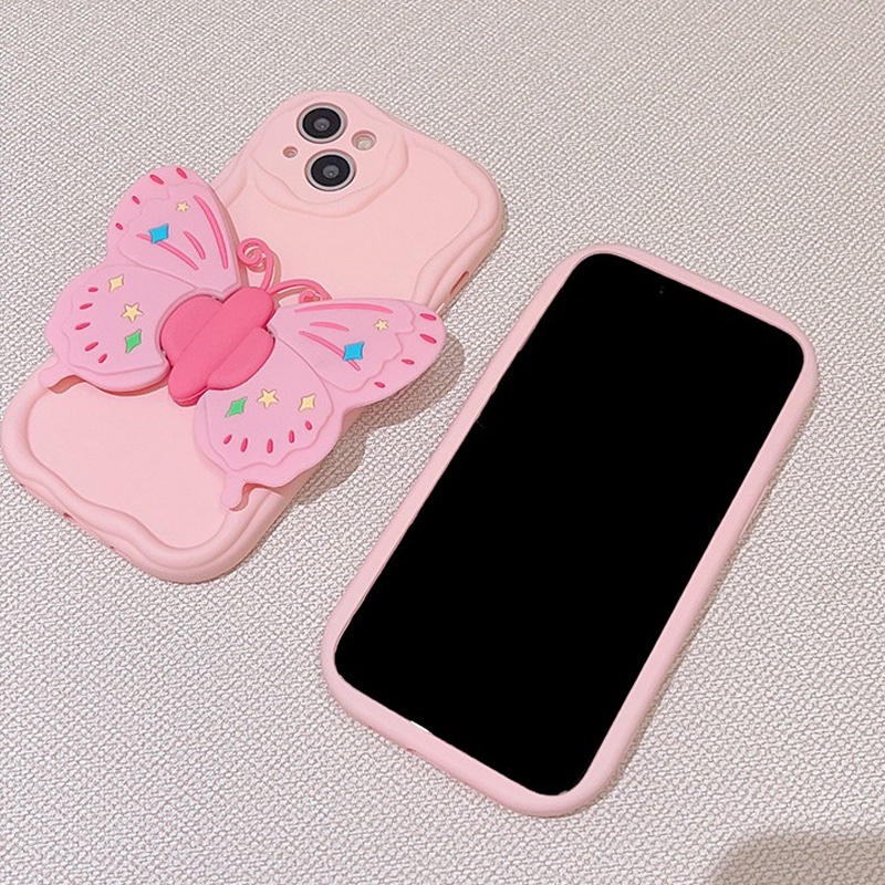 3D Butterfly bracket Case ForSamsung Galaxy S23 S21 S22 Ultra S21 S20 S23 FE j2 j7 prime Cute Cartoon Soft Phone Case SAMSUNG S23+ S22+ S21+ M14 M54 F54 M34 F34 Phone Back Cover
