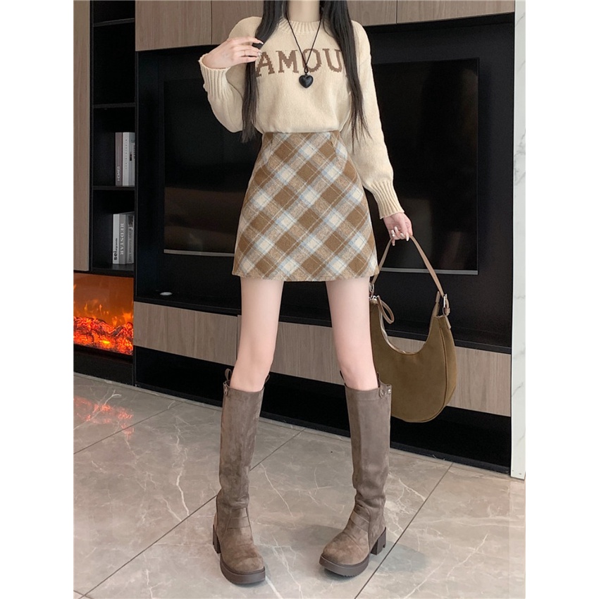 Chân Váy Len Chữ a Lưng Cao Dáng Ôm Thời Trang Thu Đông Phong Cách Hàn Quốc Cho Nữ