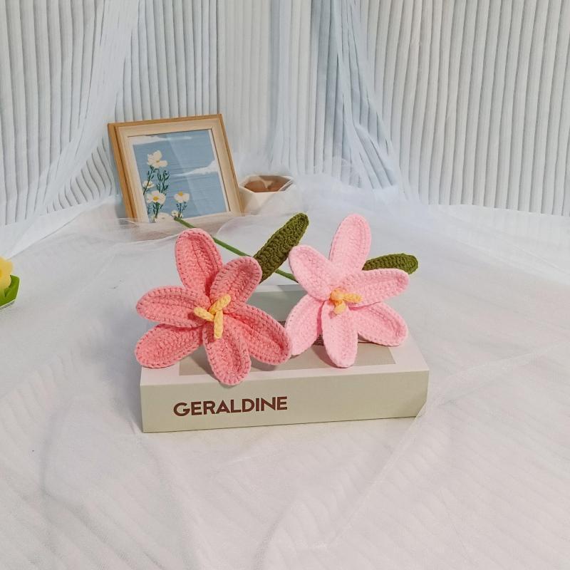 Bó Hoa tulip Nhân Tạo Đan Móc Thủ Công Trang Trí Sinh Nhật