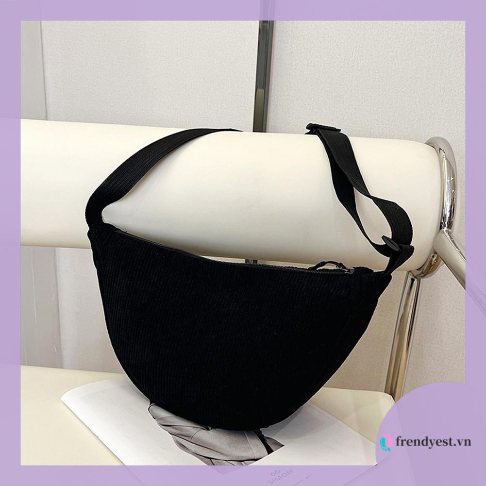 Túi Đeo Chéo Vải Nhung Kẻ Màu Trơn Thời Trang Dành Cho Nữ