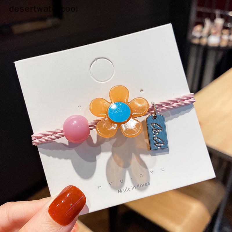 Dây Buộc Tóc Co Giãn Đính Hạt Và Hoa Màu Sắc Ngọt Ngào Phong Cách Nhật Bản Cho Nữ