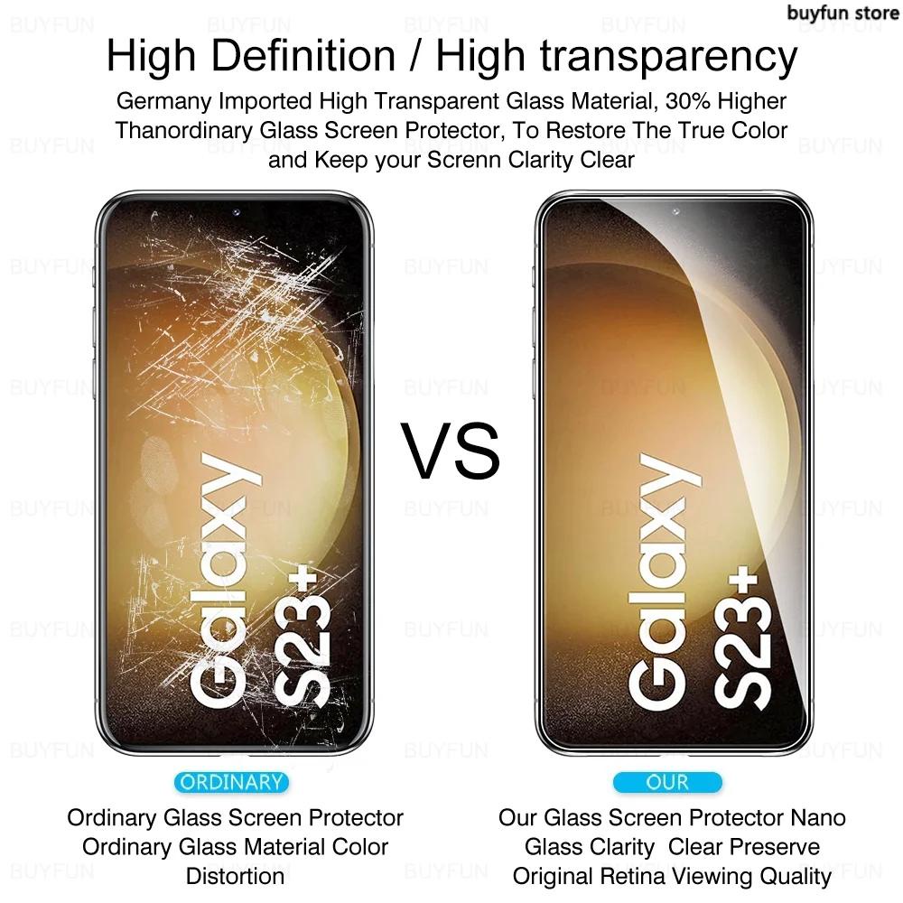 2AK 2Pieces Full Cover Tempered Glass 9H Premium Screen Protector HD Protective Film For Samsung Galaxy S23 S22 S21 Plus M54 M34 M14 A05s A05 A54 A14 A34 A24 5G/4G