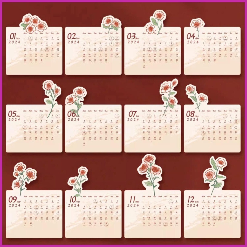 Lịch Để Bàn Năm 2024 2024 Hình Hoa Dễ Thương Có Thể Tháo Rời