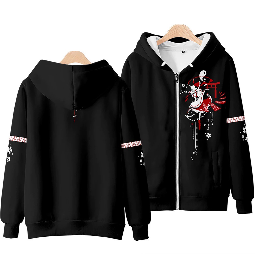 Áo Khoác hoodie Có Khóa Kéo In Họa Tiết anime touhou project 3d Phong Cách harajuku Cho Nam Và Nữ