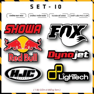 Tem dán xe logo redbull, showa, lightech | lg10 | hình dán sticker trang trí xe máy, xe điện, nón bảo hiểm, thiết bị