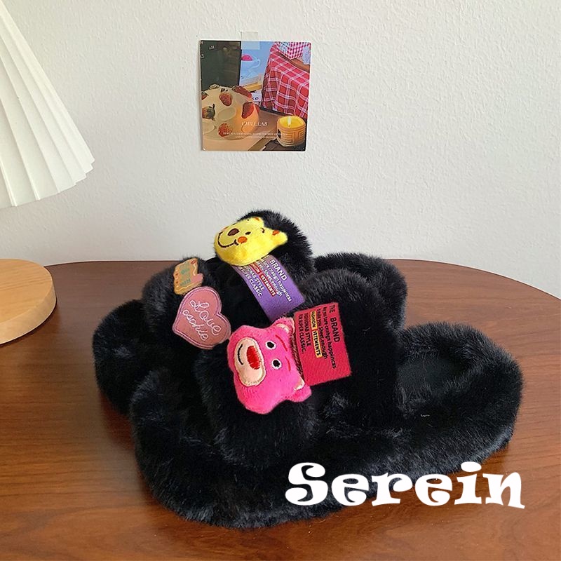 Serein  dép lông dép bông Đế Dày dép quai hậu đế cao 2023 hot trend Đường may tỉ mỉ Thể thao và thời trang Thời thượng Phong cách đơn giản FMR23B0410 44Z231103