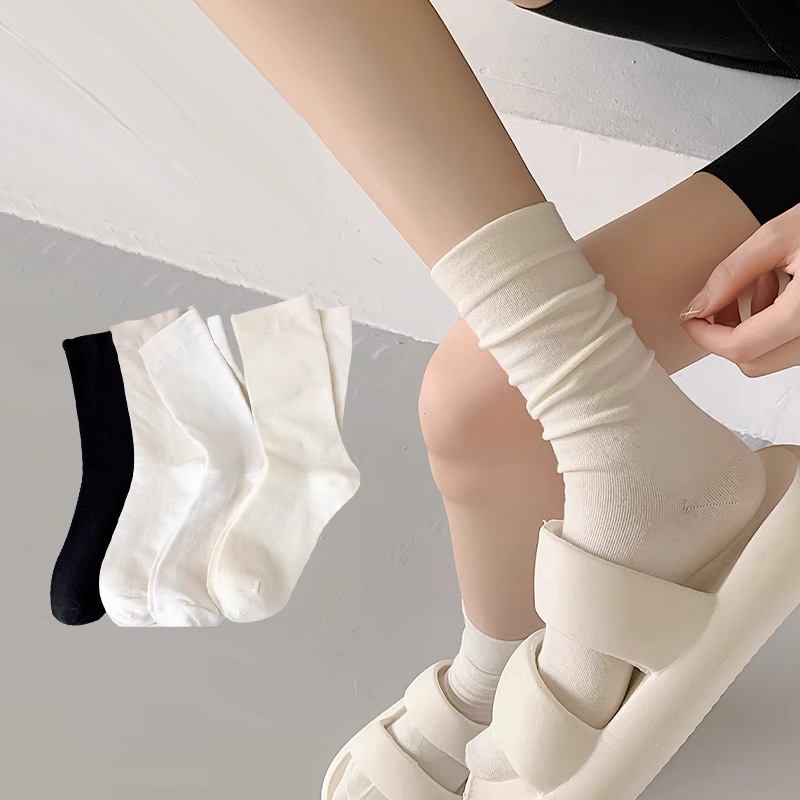Vớ Cổ Cao Màu Trắng Thời Trang Hàn Quốc Cho Nữ