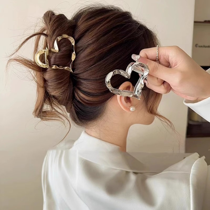 Kẹp Tóc Đuôi Ngựa Bằng Kim Loại Hình Ngôi Sao / Trái Tim Phong Cách Cao Cấp Cho Nữ