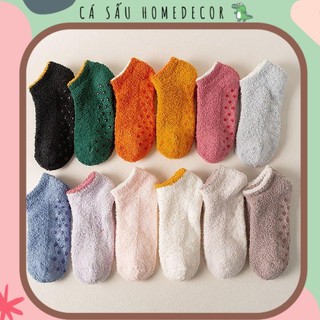 Vớ chống trượt len bông giữ ấm chân cổ ngắn cho nam nữ