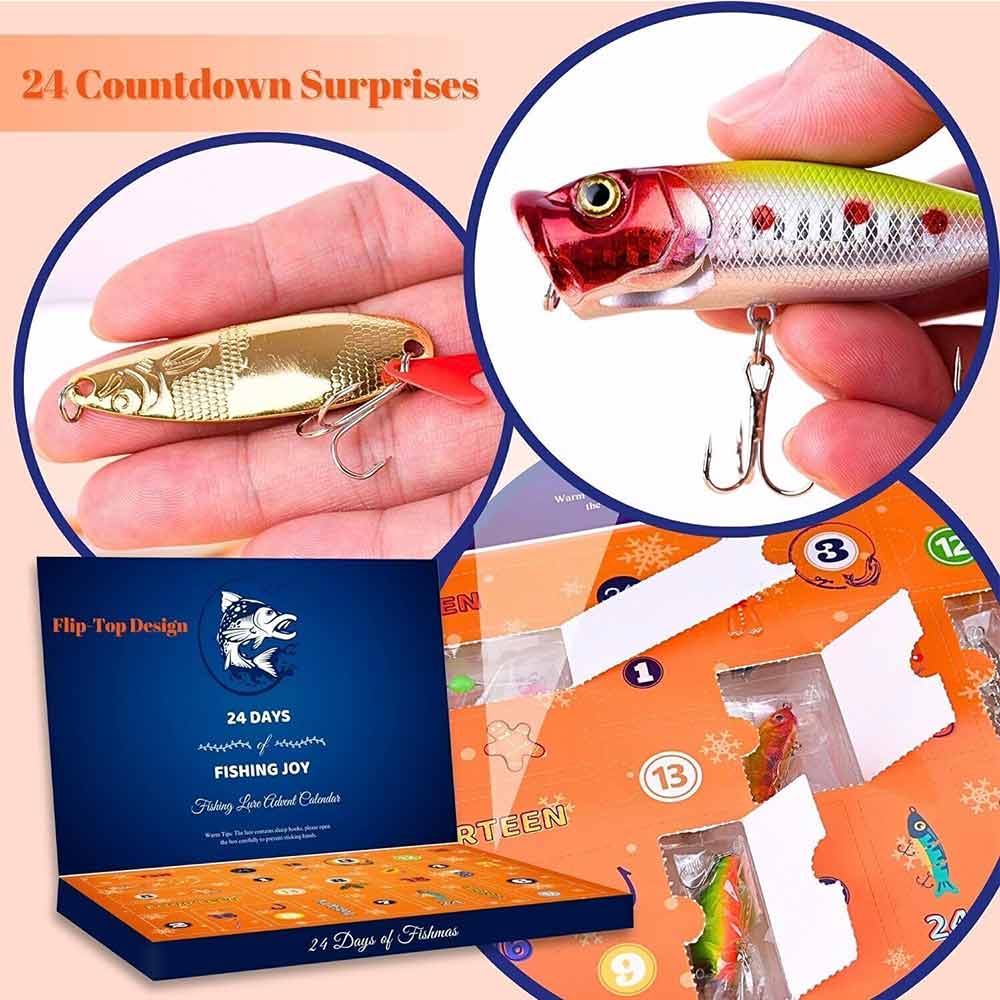 24 Days Christmas Advent Calendar Fishing Lure Set Calendar Blind Box  Men