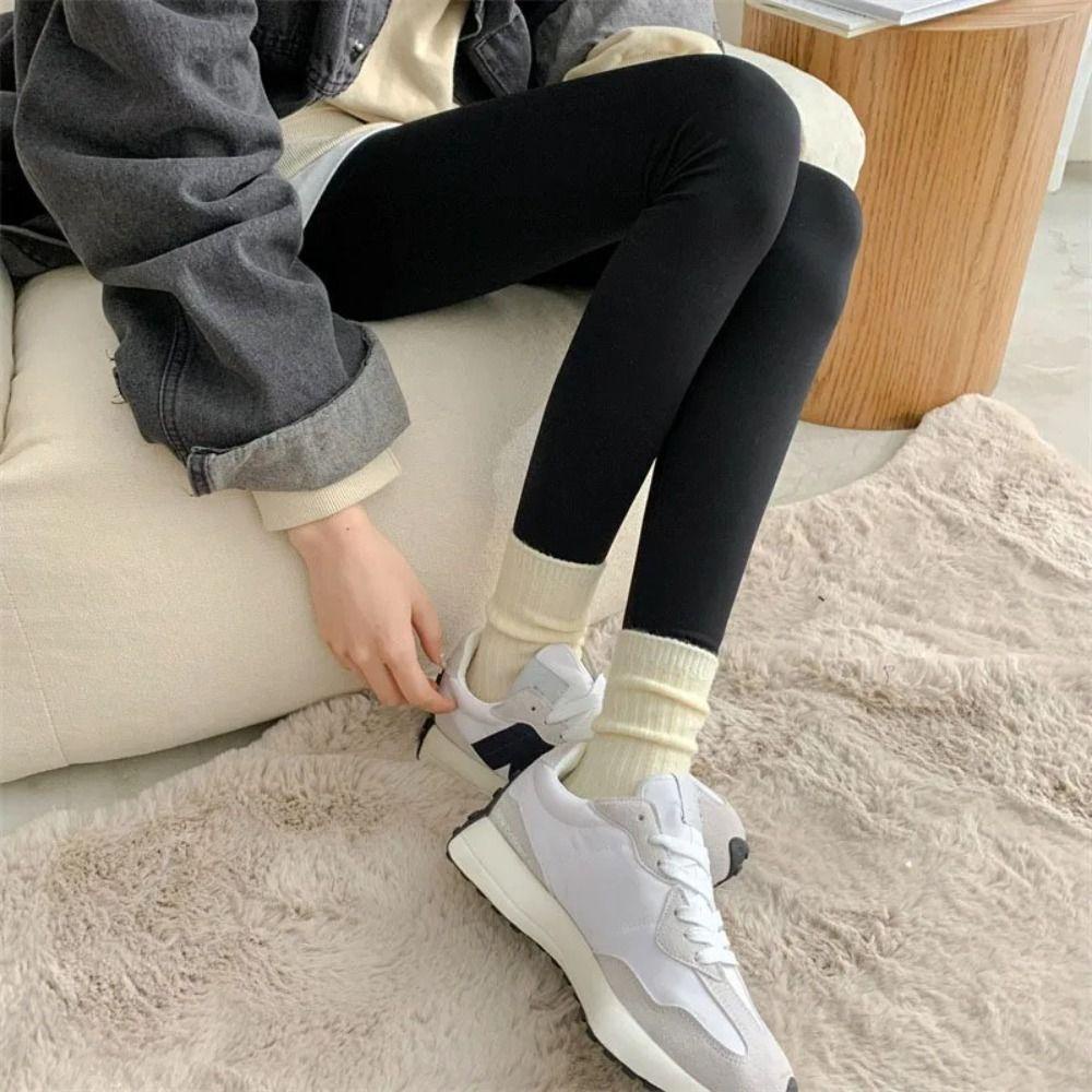 Vớ Len cashmere Dày Dặn Màu Trơn Thoáng Khí Giữ Ấm Mùa Đông Thời Trang Cho Nữ