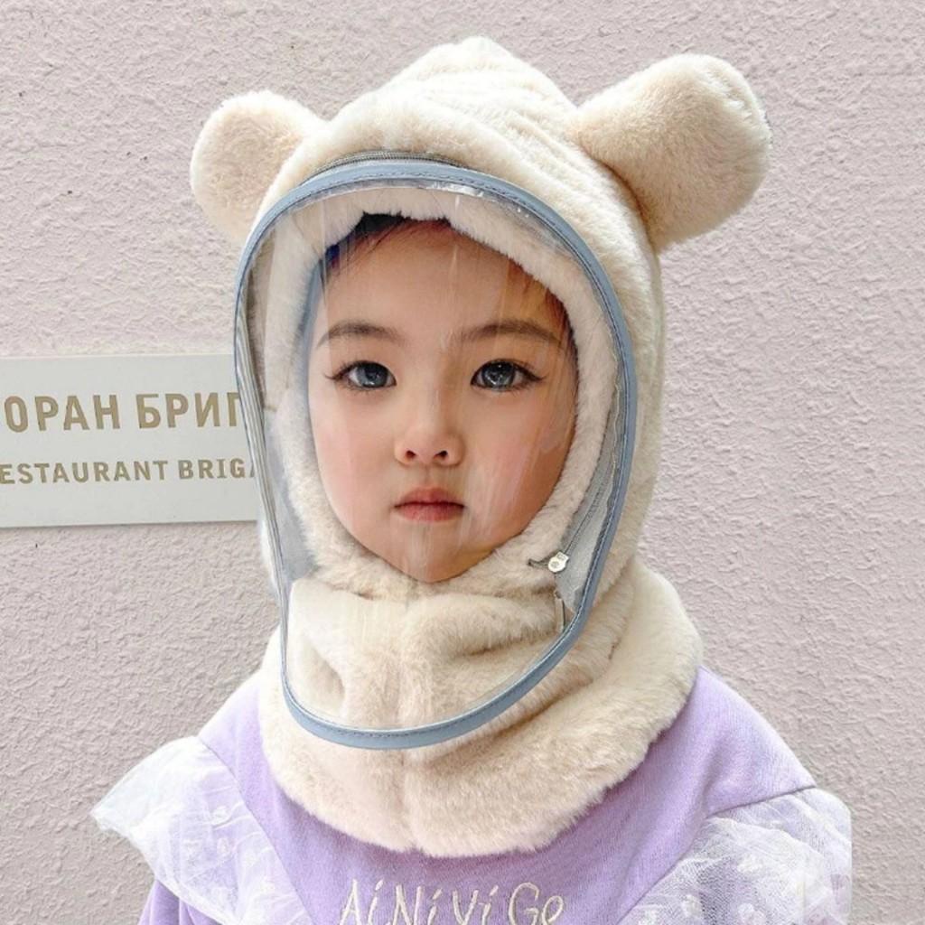 Mũ lông cừu trùm đầu. chống gió, che tai kèm kính 3 in 1 chống lạnh mùa đông cho bé