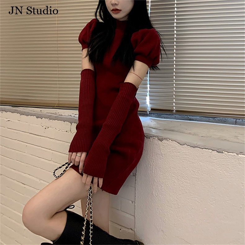 JN Studio Chic váy nữ Đầm Body Cho thời váy Thể thao Vintage thời trang hàn quốc WLQ23B018S 45Z231108