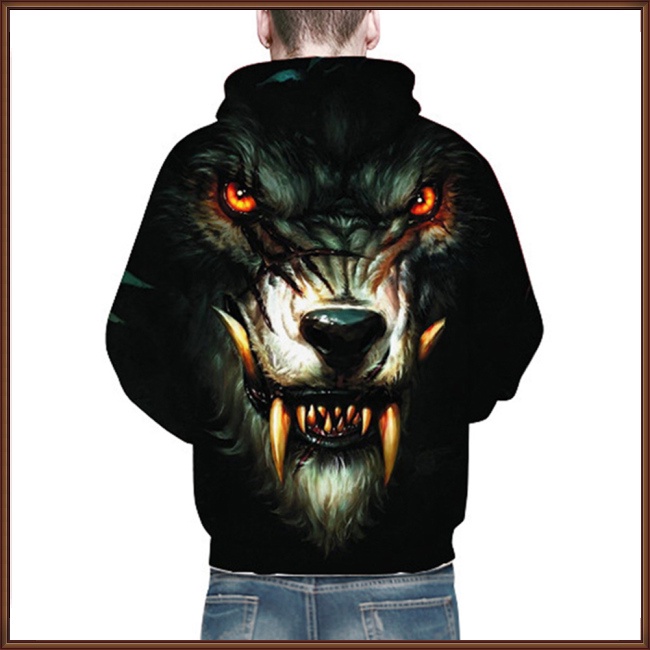 Jaz Áo Hoodie Tay Dài Dáng Rộng In Hình Sói 3d Kỹ Thuật Số Thời Trang Cho Nam Và Nữ
