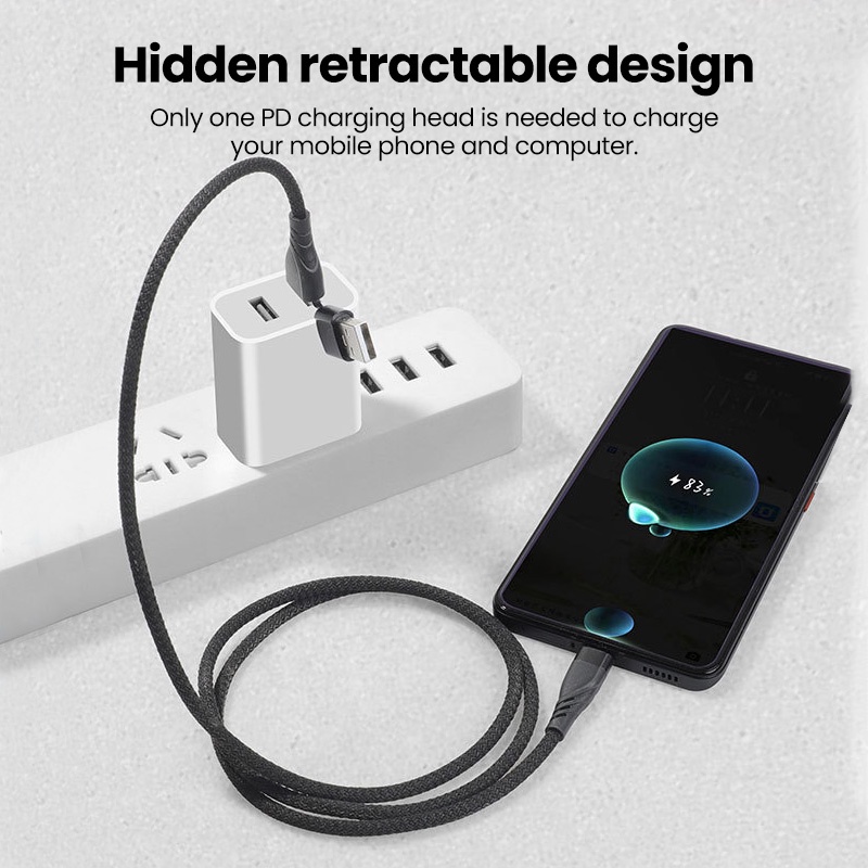 Dây Cáp Sạc Nhanh 2 Trong 1 65w Hai Đầu type-c Sang c Cho ip xiaomi huawei