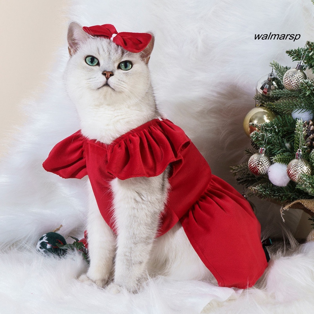 1 Bộ Đầm Hóa Trang Công Chúa Màu Đỏ Óc Chó Đính Nơ Xinh Xắn Cho Thú Cưng