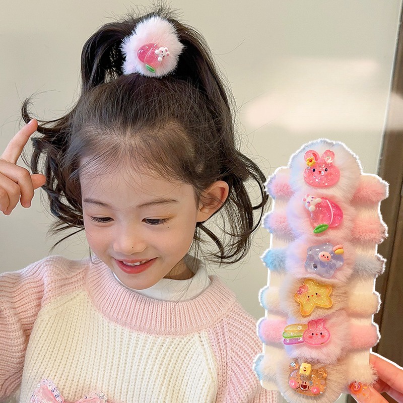 Kẹp Tóc Đính Lông Nhung Mềm Mại Cho Bé