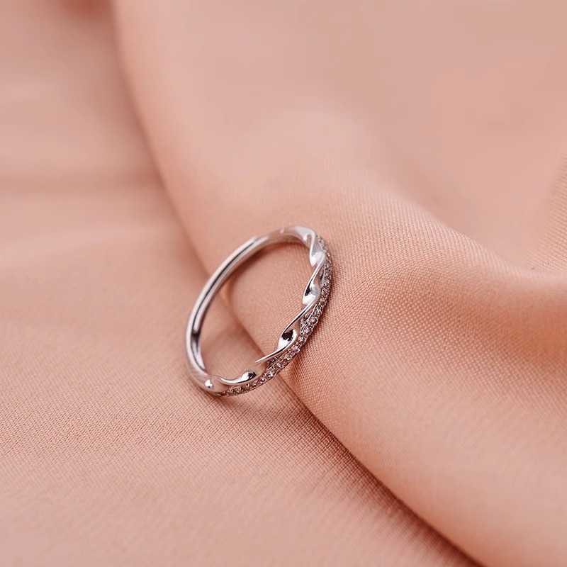 Thời Trang Nhẫn Hở Hai Lớp Màu Bạc Cho Nữ