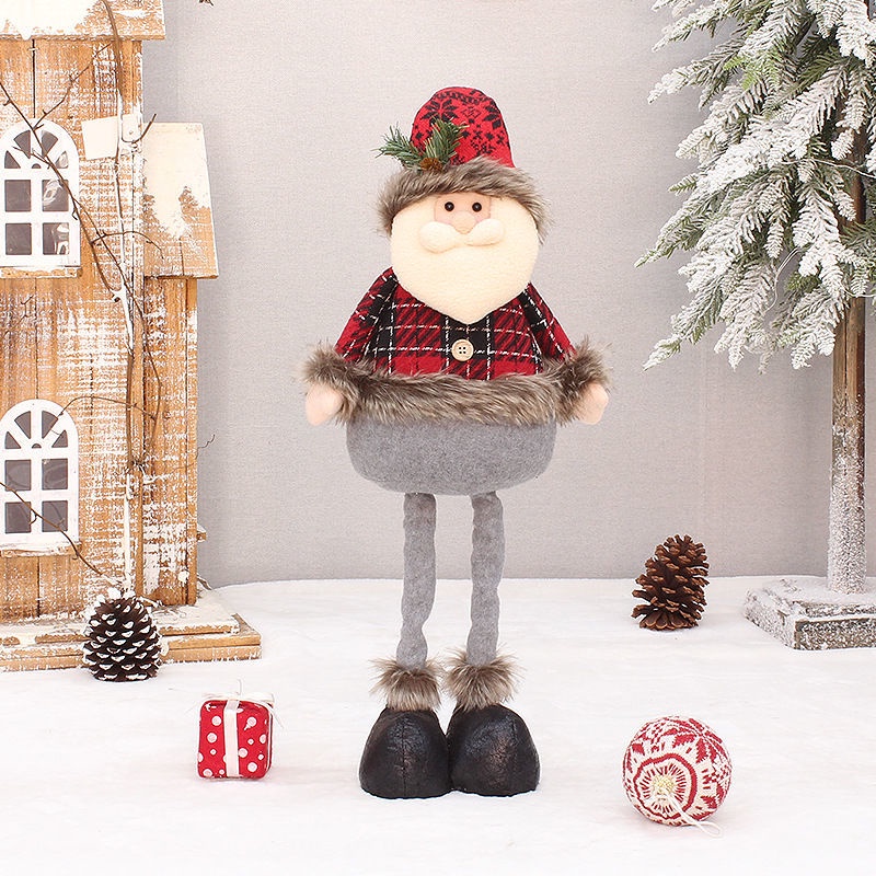 Búp Bê Vải Caro Đỏ Hình Ông Già Noel Tuần Lộc / Nai Sừng Tấm Trang Trí Giáng Sinh