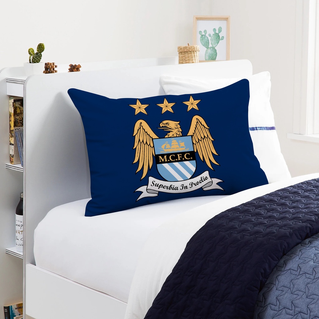 Vỏ Gối polyester In Hình logo Câu Lạc Bộ Bóng Đá manchester city Một Mặt Trang Trí Nhà Cửa