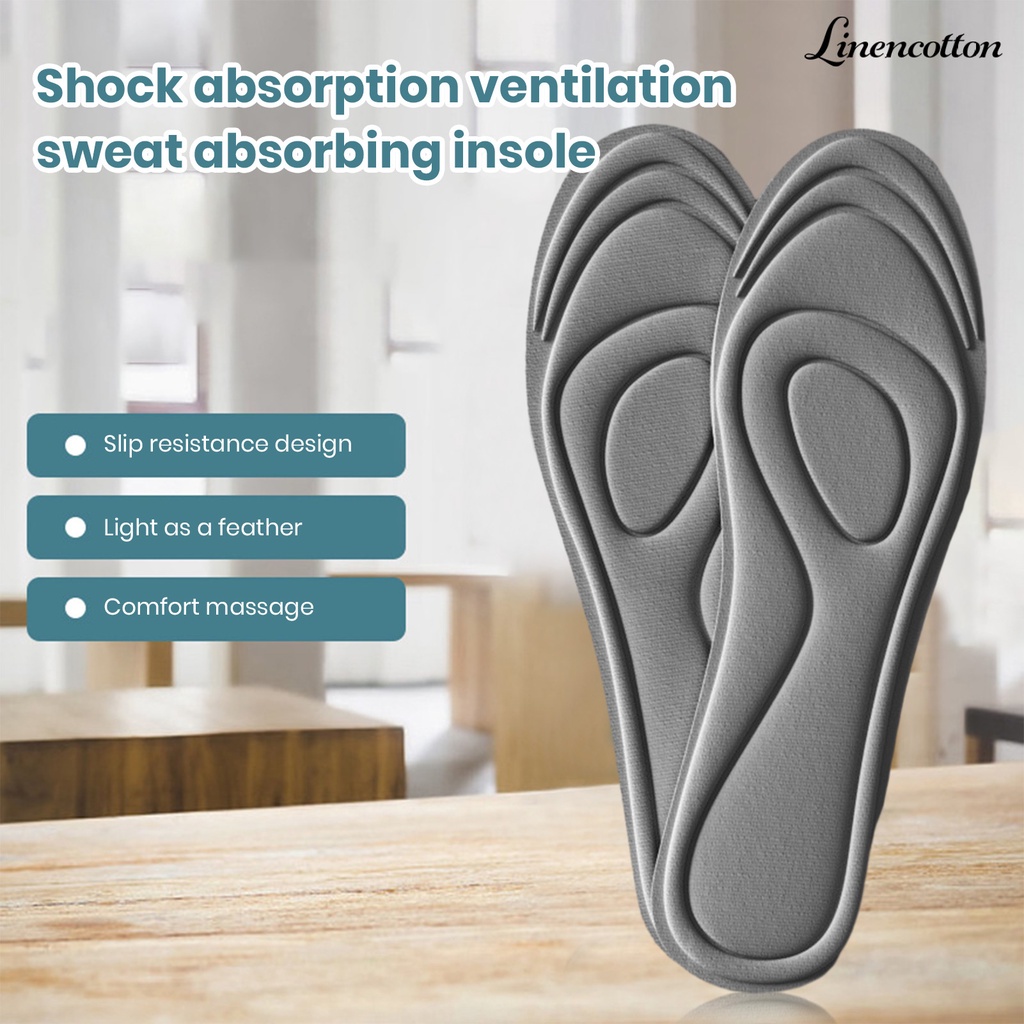 1 Cặp Đế Lót Giày Thể Thao Bằng Cotton Lanh Đàn Hồi Chống Sốc Và Mồ Hôi