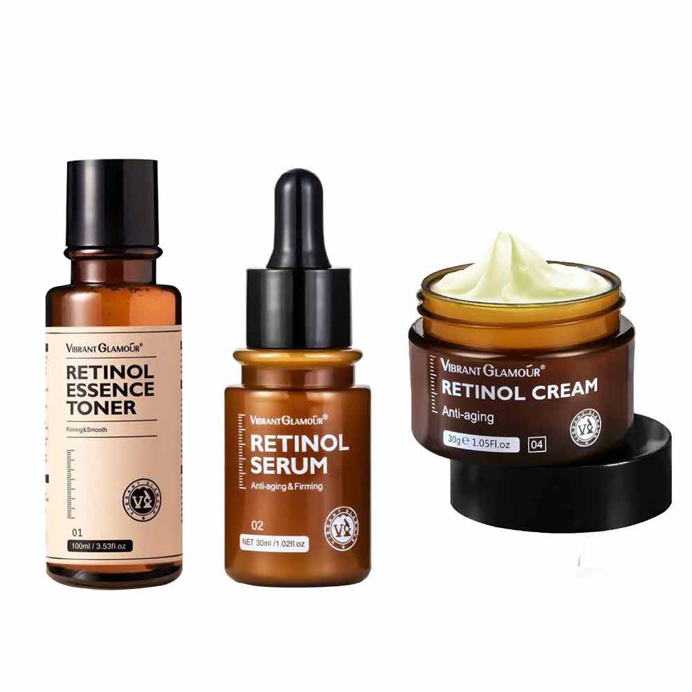 VIBRANT GLAMOUR Retinol Set Face Cream+Facial Serum Toner VA Anti Aging Whitening Renewing Skin Reduce Fine Lines Wrinkle Prevent Melasma Fading Dark Spots