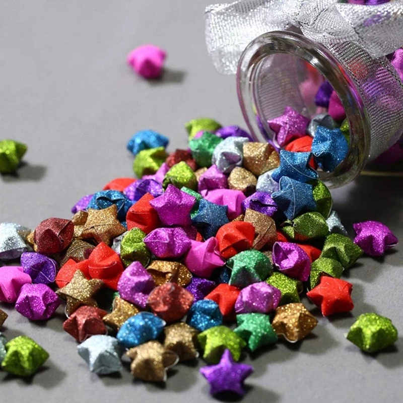 Bộ 20 Tờ Giấy Xếp oragami Họa Tiết Ngôi Sao Lấp Lánh Phát Sáng diy