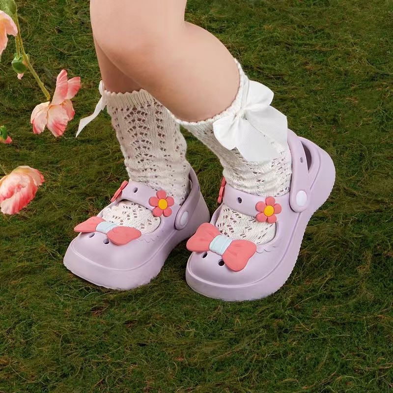 Cheerful Mario Dép sục bánh mì cho bé gái Cảm giác bước lên đế mềm EVA êm chân nhẹ sandal sục nơ