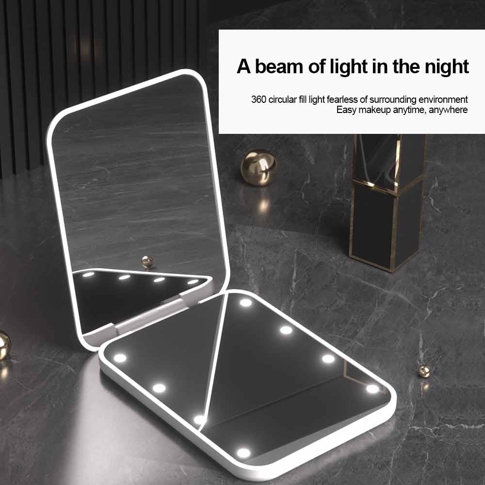 Mini Portable LED Makeup Mirror Foldable Lighting Makeup Flip Beauty Makeup Mirror Travel