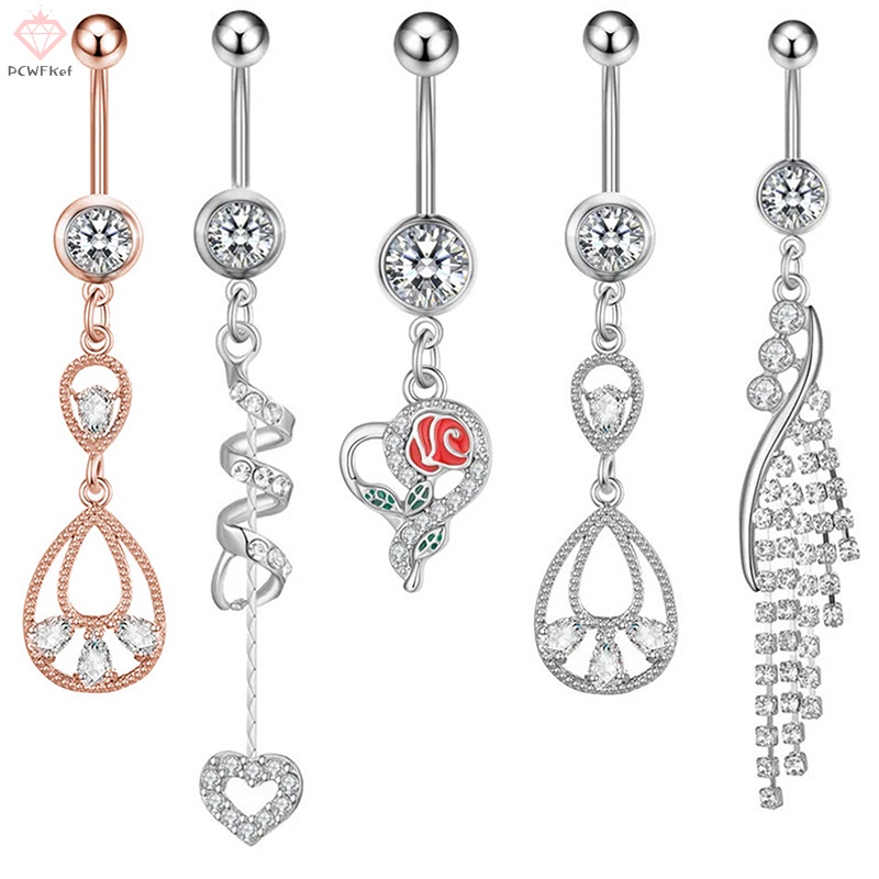 Khuyên Rốn Bằng Thép Không Gỉ Đính Đá zircon Thời Trang Dành Cho Nữ