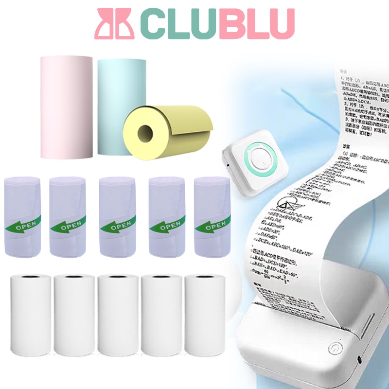 -CLUBLU- Giấy in Nhiệt Mini Giấy in Nhiệt Dán Được Cho Máy in Bill Bluetooth Nhãn Dán*5 Trắng*5 Ba Màu*3 Cho Máy in Mini