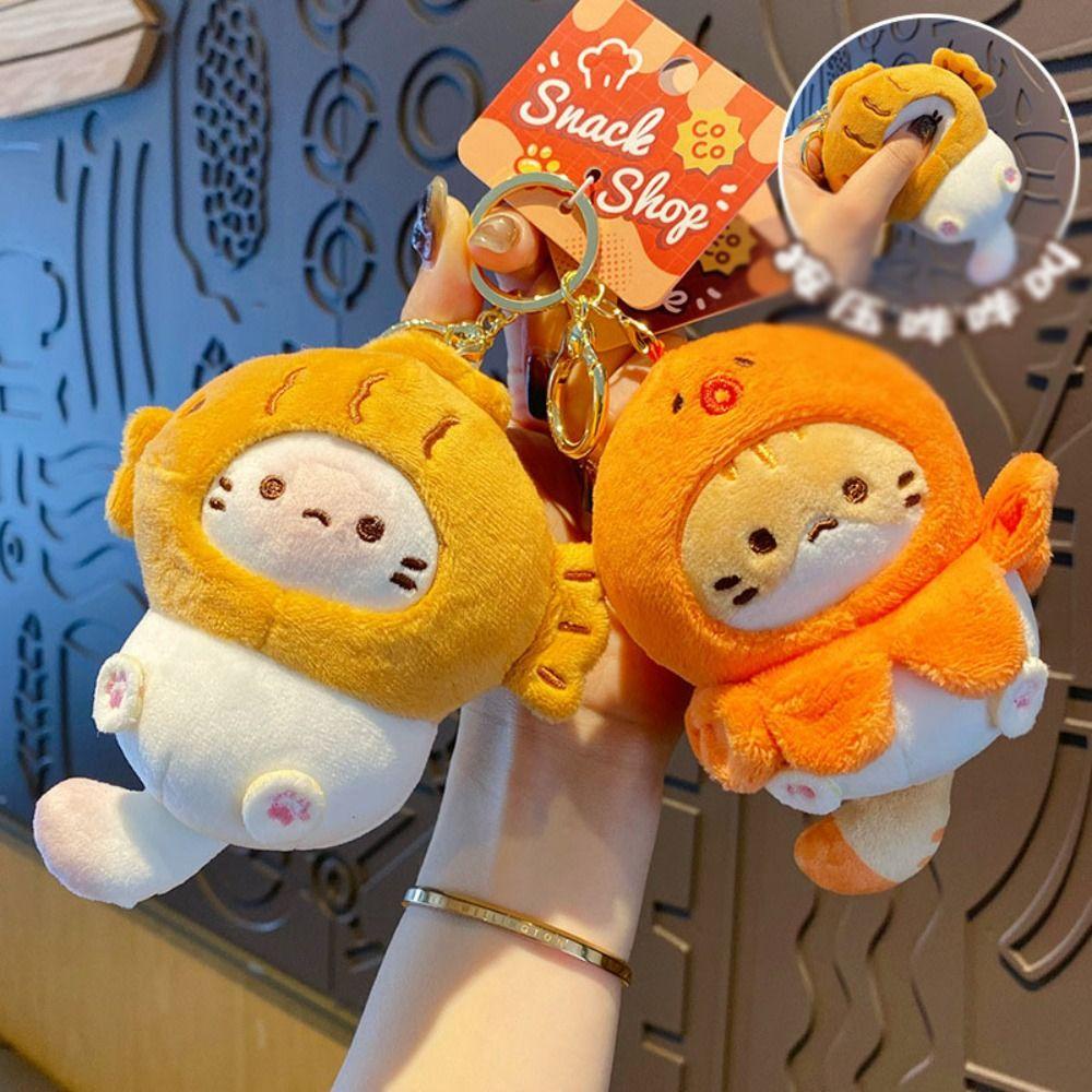Mmluck Móc Khóa Hình Mèo Nhồi Bông taiyaki caramel Khoai Tây Chiên Nhỏ Nhắn