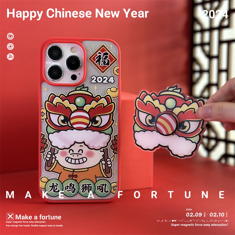 Ốp Điện Thoại Họa Tiết Sư Tử Bắt Mắt Cho iphone 15 14 pro max 13 12 pro 11pro max Giá Đỡ