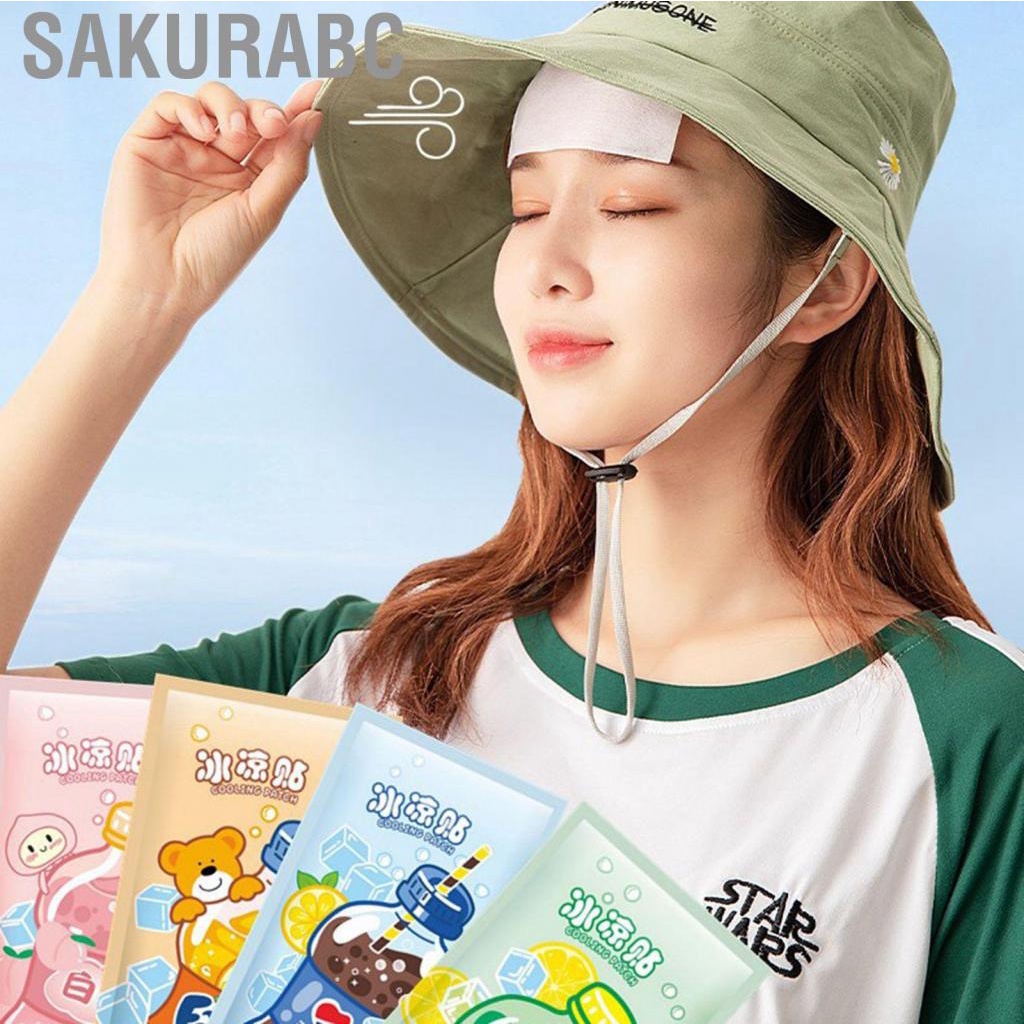 Sakurabc Cooling Forehead Strips  Soothing Spiny Cloth Patch Physical Fever Reduction for High Temperature