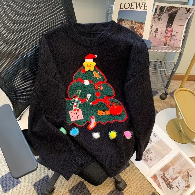 Áo sweater Tay Dài Cổ Tròn Dáng Rộng Thêu Họa Tiết Thời Trang Chất Lượng Cao Cho Nam Nữ