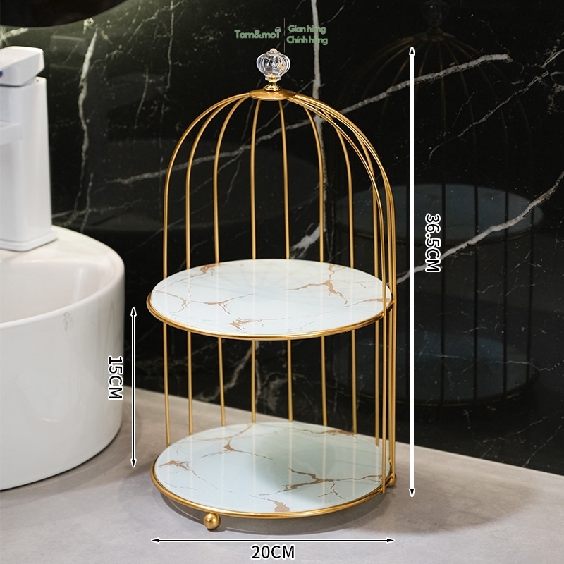 Kệ lồng chim đựng mỹ phẩm MINT DECOR trang trí nhà cửa đựng đồ nước hoa kệ bánh trái, đồ trang điểm 