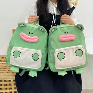 Ba Lô Đi Học Cỡ Lớn Thiết Kế Hình Chú Ếch Dễ Thương Phong Cách Hàn Quốc Thời Trang Mùa Thu Cho Nam Và Nữ