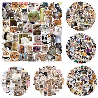 Bộ 50 / 60 / 100 sticker chống thấm nước hình chó / mèo dễ thương