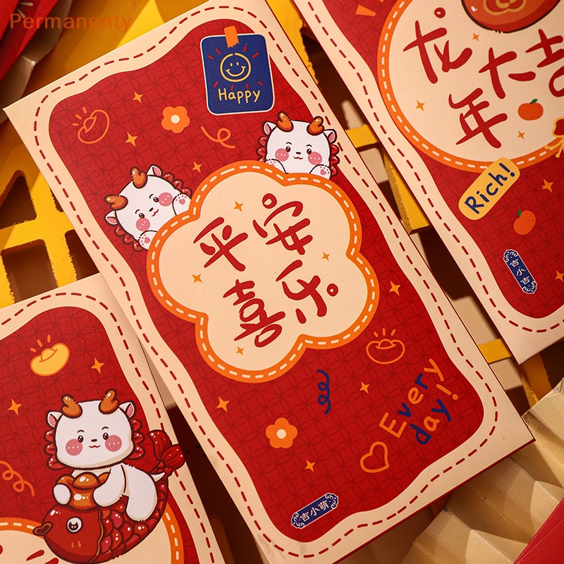 Set 6 bao Lì Xì Đỏ May Mắn Cho Năm Mới Phong Cách Trung Hoa