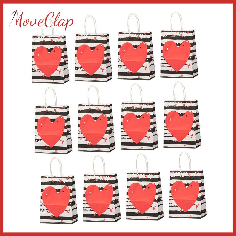 Set 12 Túi Đựng Quà Tặng Có Tay Cầm Cho Năm Mới / Sinh Nhật / Giáng Sinh