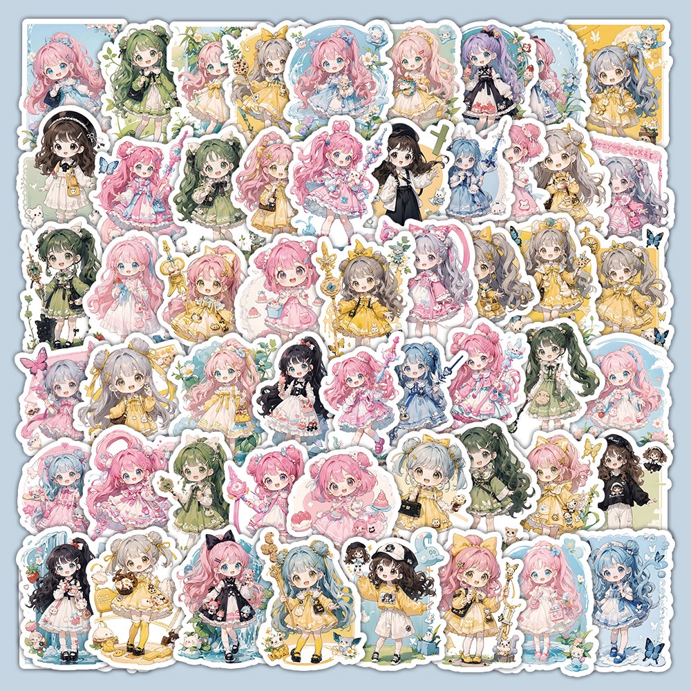 Set 60 Miếng Dán Trang Trí Mũ Bảo Hiểm / Bút Chì Họa Tiết graffiti Dễ Thương