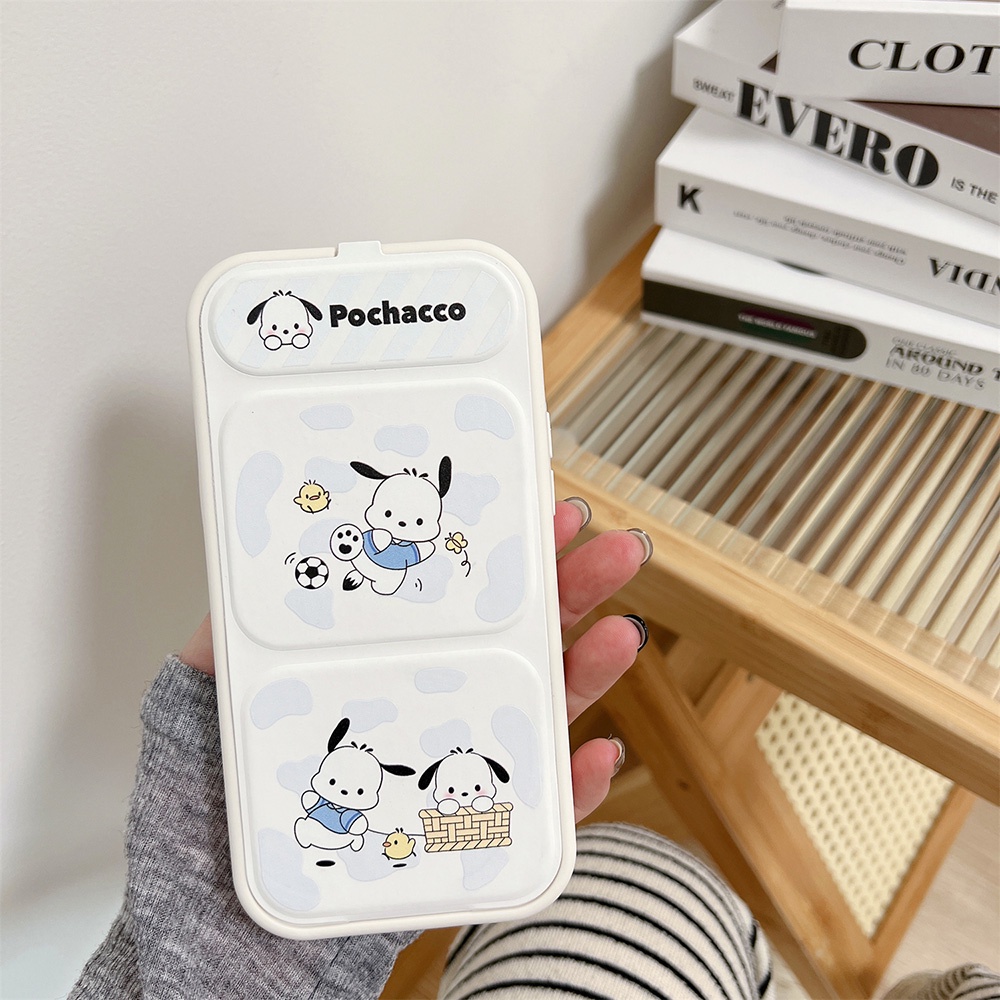 Ốp Điện Thoại Da Gập Được Hình pochacco Dễ Thương Bảo Vệ Ống Kính Máy Ảnh Cho iphone 15 14 pro max 13 12promax