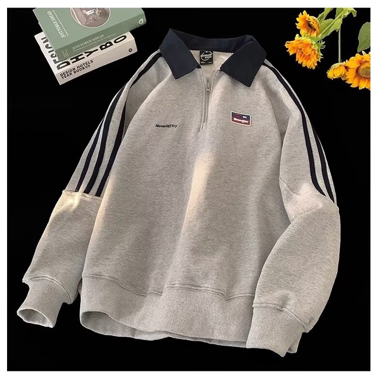 Áo hoodie polo Tay Dài Thêu Chữ instagram Phong Cách Hàn Quốc Thời Trang Thường Ngày Dành Cho Nam Và Nữ