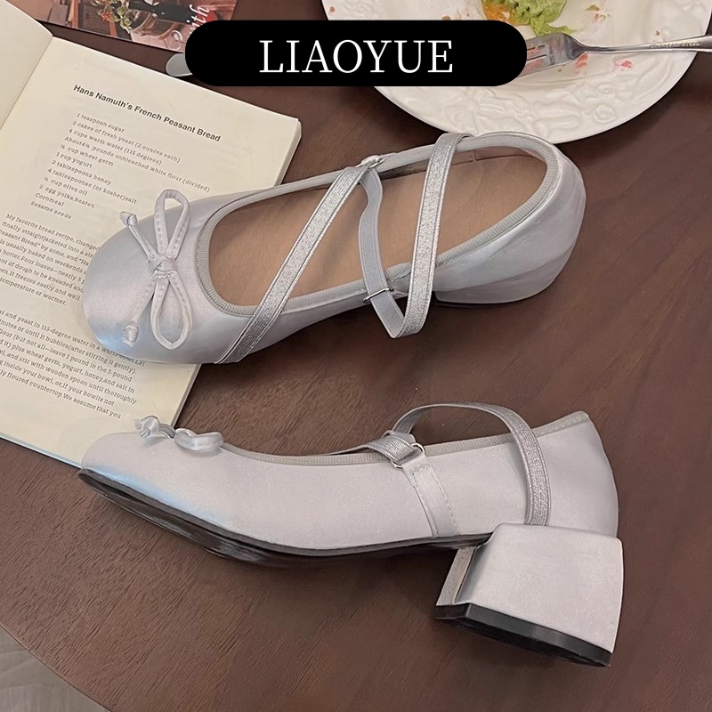 LIAOYUE  Giày cao gót Sandal giày bệt nữ Mary Jane  đế thấp giày búp bê MŨI VUÔNG da mềm Thoải Mái Xinh Xắn B95G02J 39Z230930