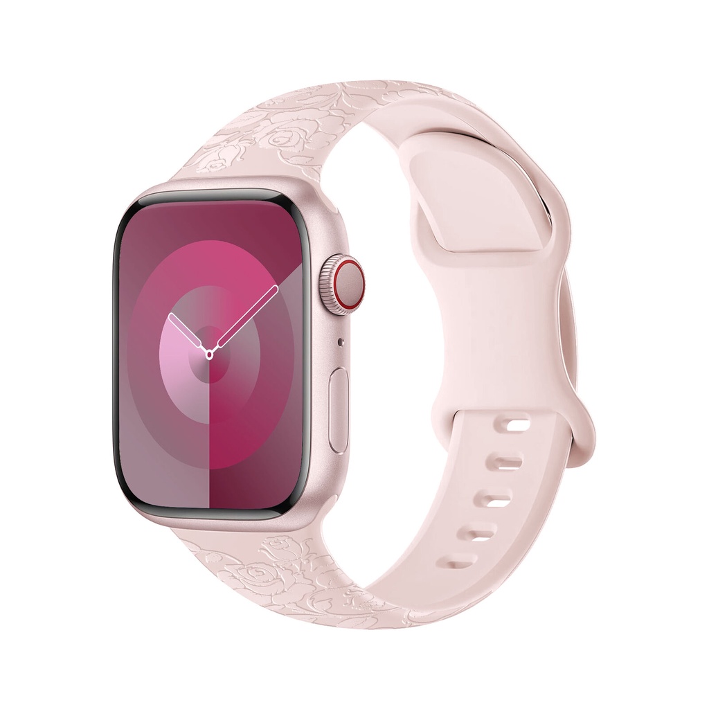 Dây Đeo Đồng Hồ Bằng silicone In Hình Hoa Hồng Cho iwatch s9 38 / 40 / 41mm 42 / 44 / 45 / 49mm