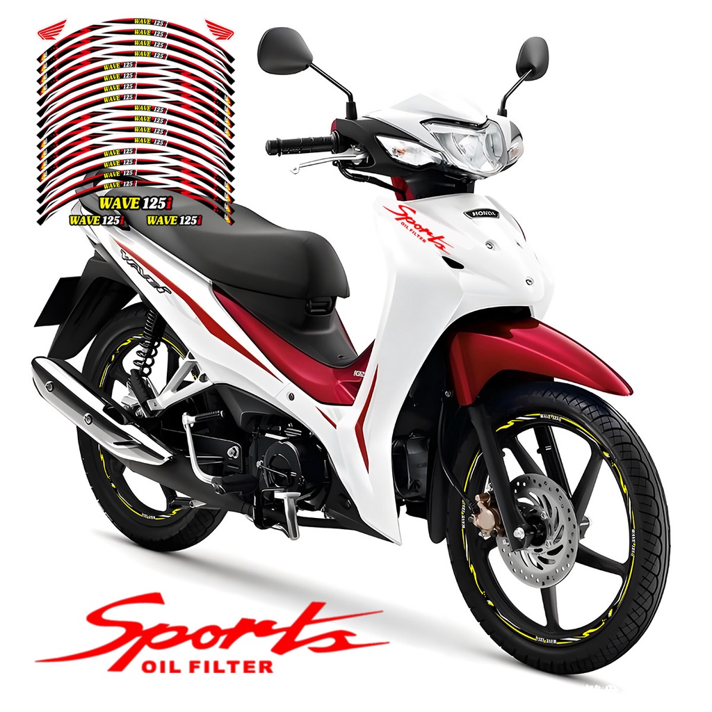 Dành Cho Xe HONDA WAVE125 Fairing Set Miếng Dán 17 "Vành Bộ Sọc Bánh Xe Decal Chống Thấm Nước Tùy Ch