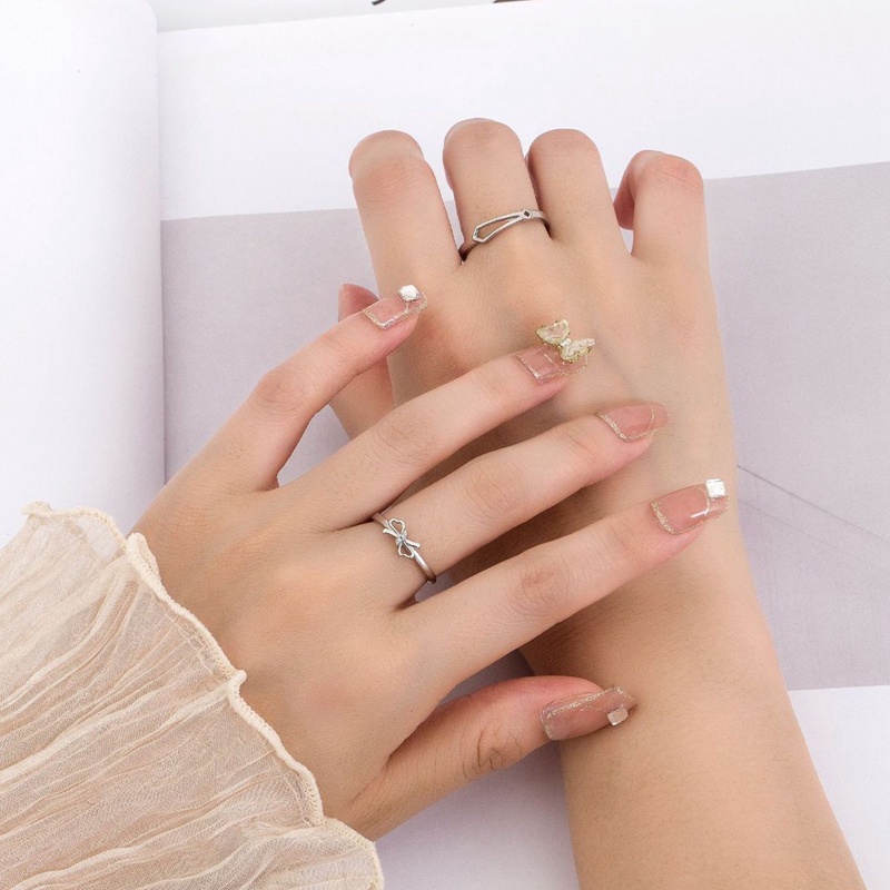 1 Nhẫn Cặp Đôi Hình Nơ Lãng Mạn Đáng Yêu Lãng Mạn gl Làm Quà Tặng Trang Sức